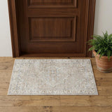 3' X 5' Beige Oriental Power Loom Washable Area Rug