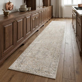 8' Beige And Ivory Oriental Washable Runner Rug