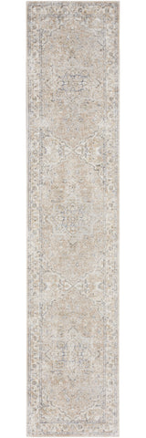 8' Beige And Ivory Oriental Washable Runner Rug
