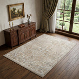 4' X 6' Beige Oriental Power Loom Washable Area Rug