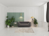 5' X 7' Beige Oriental Power Loom Washable Area Rug