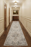 10' Gray Oriental Power Loom Washable Runner Rug
