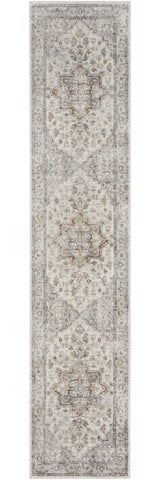 8' Gray And Ivory Oriental Washable Runner Rug