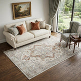 5' X 7' Gray Oriental Power Loom Washable Area Rug