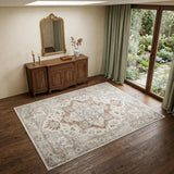 4' X 6' Gray Oriental Power Loom Washable Area Rug