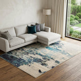7' X 10' Ivory Abstract Power Loom Area Rug
