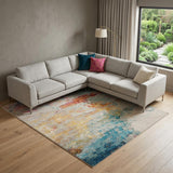 7' X 10' Blue And Gray Abstract Power Loom Area Rug