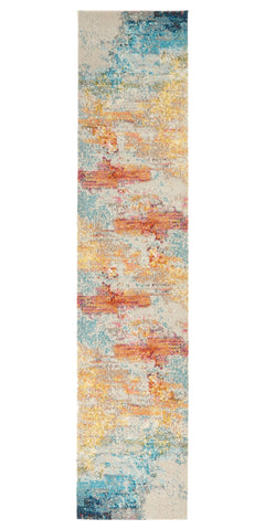 12' Blue And Gray Abstract Runner Rug