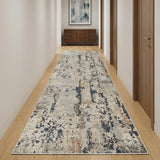 12' Beige And Gray Abstract Runner Rug