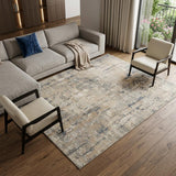 7' X 10' Beige Abstract Power Loom Area Rug