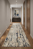 10' Beige and Ivory Abstract Power Loom Runner Rug