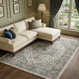 7' X 10' Ivory Floral Power Loom Area Rug