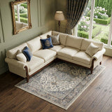 6' X 9' Ivory Floral Power Loom Area Rug