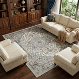 7' X 10' Ivory Floral Power Loom Area Rug