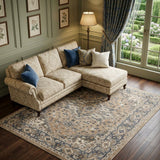 7' X 10' Ivory Floral Power Loom Area Rug