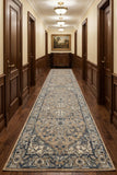 10' Gray and Ivory Medallion Power Loom Runner Rug