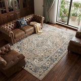 7' X 10' Ivory Floral Power Loom Area Rug