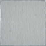 8' Aqua And Ivory Square Indoor Outdoor Area Rug