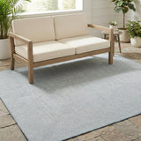 8' Aqua And Ivory Square Indoor Outdoor Area Rug