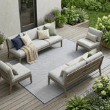 9' X 12' Blue And Ivory Indoor Outdoor Area Rug
