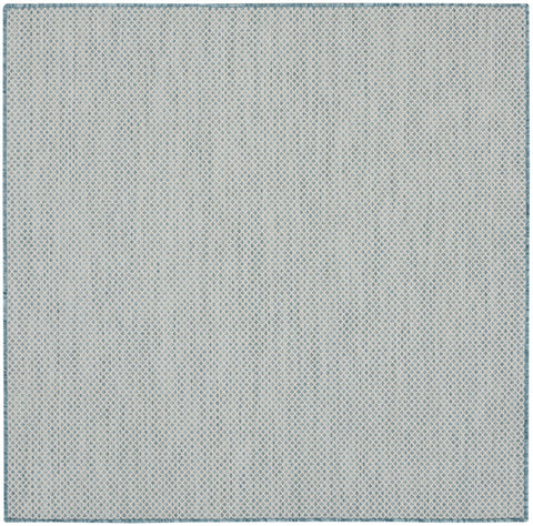 5' Blue Square Geometric Power Loom Area Rug