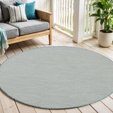 5' Blue Round Geometric Power Loom Area Rug