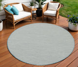 8' Blue Round Geometric Power Loom Area Rug