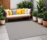 8' Charcoal Square Geometric Power Loom Area Rug