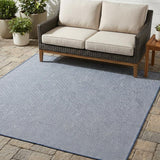 8' Blue and Ivory Indoor Outdoor Area Rug