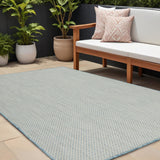 6' X 9' Aqua Geometric Power Loom Area Rug