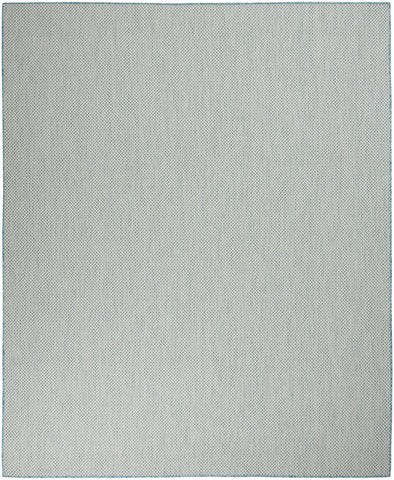 7' X 10' Aqua And Ivory Indoor Outdoor Area Rug