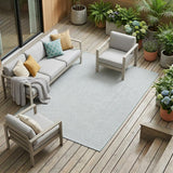 7' X 10' Aqua And Ivory Indoor Outdoor Area Rug