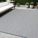 5' X 7' Blue Geometric Power Loom Area Rug