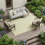 7' X 10' Green And Ivory Indoor Outdoor Area Rug
