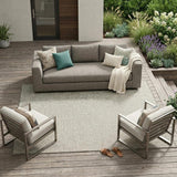 6' X 9' Ivory and Silver Indoor Outdoor Area Rug