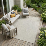 8' X 10' Ivory And Silver Indoor Outdoor Area Rug