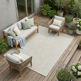 7' X 10' Ivory And Silver Indoor Outdoor Area Rug