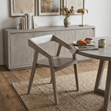 White Solid Wood Open Back Dining Arm Chair