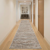 12' Brown Abstract Power Loom Runner Rug
