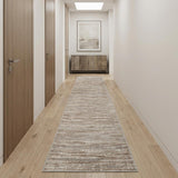 14' Brown And Ivory Abstract Runner Rug