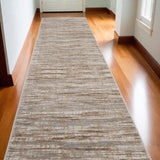 14' Brown And Ivory Abstract Runner Rug