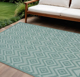 7' X 10' Aqua Indoor Outdoor Area Rug