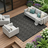 9' X 12' Charcoal And Gray Indoor Outdoor Area Rug
