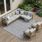 9' X 12' Denim Blue Indoor Outdoor Area Rug