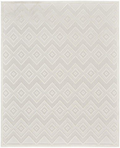 7' X 10' Ivory And White Indoor Outdoor Area Rug