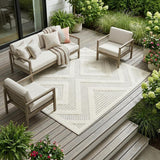 9' X 12' Ivory And White Indoor Outdoor Area Rug