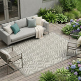 9' X 12' Gray And Silver Indoor Outdoor Area Rug