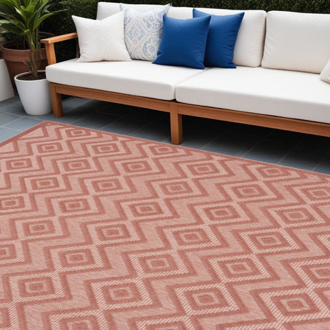8' X 10' Orange Indoor Outdoor Area Rug