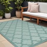 6' X 9' Aqua Geometric Flatweave Area Rug