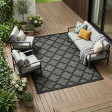 6' X 9' Charcoal and Gray Indoor Outdoor Area Rug